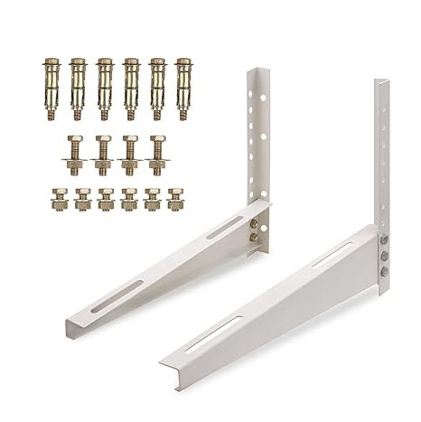 Robustt Heavy Duty AC stand - Pack of 2 | Rust Proof Iron Air Conditioner Outdoor Unit Mounting Bracket, Supports upto 200kg weight | Air Conditioner Stand Comes with Necessary Wall Fittings